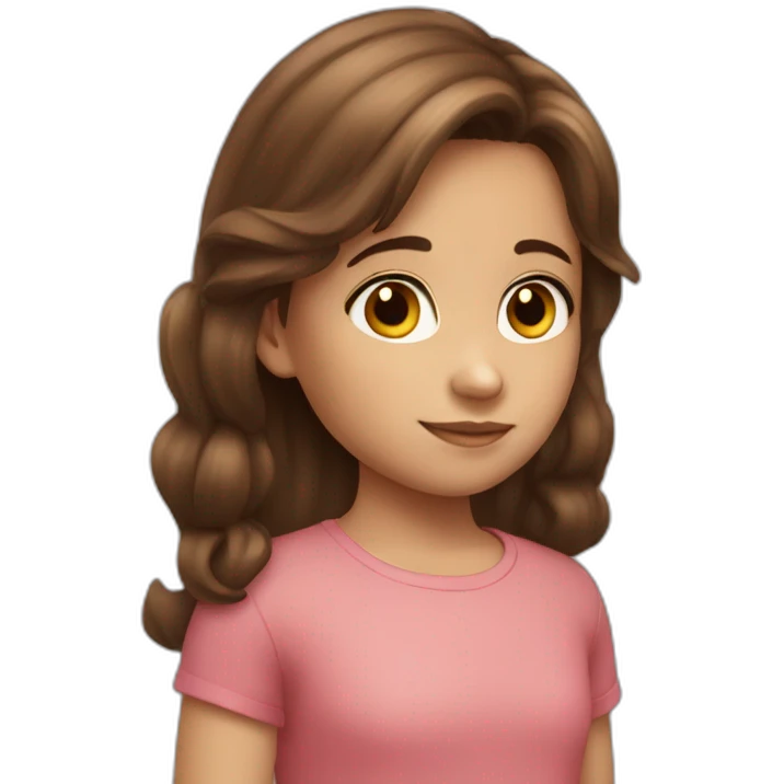 6 year old Brown Hair Girl with pony detailed emoji