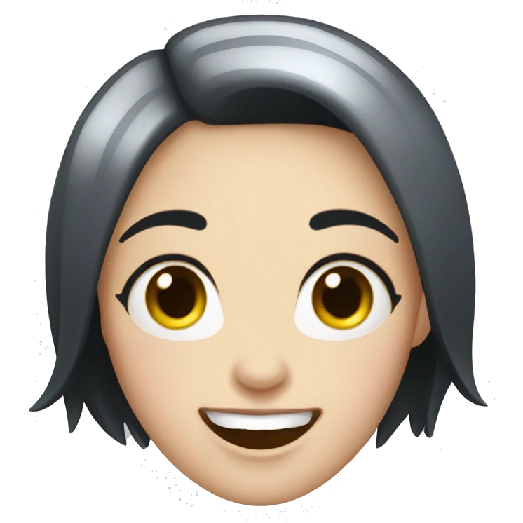 Women with short black hair and pale skin who is showing her gums while laughing  emoji