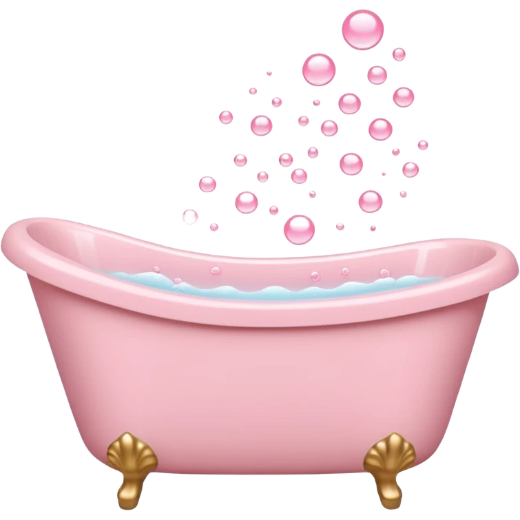 light pink bathtub filled with light pink water and bubbles emoji