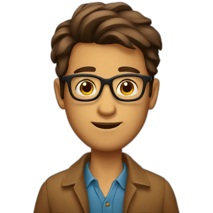 Belle homme brun avec lunettes  emoji