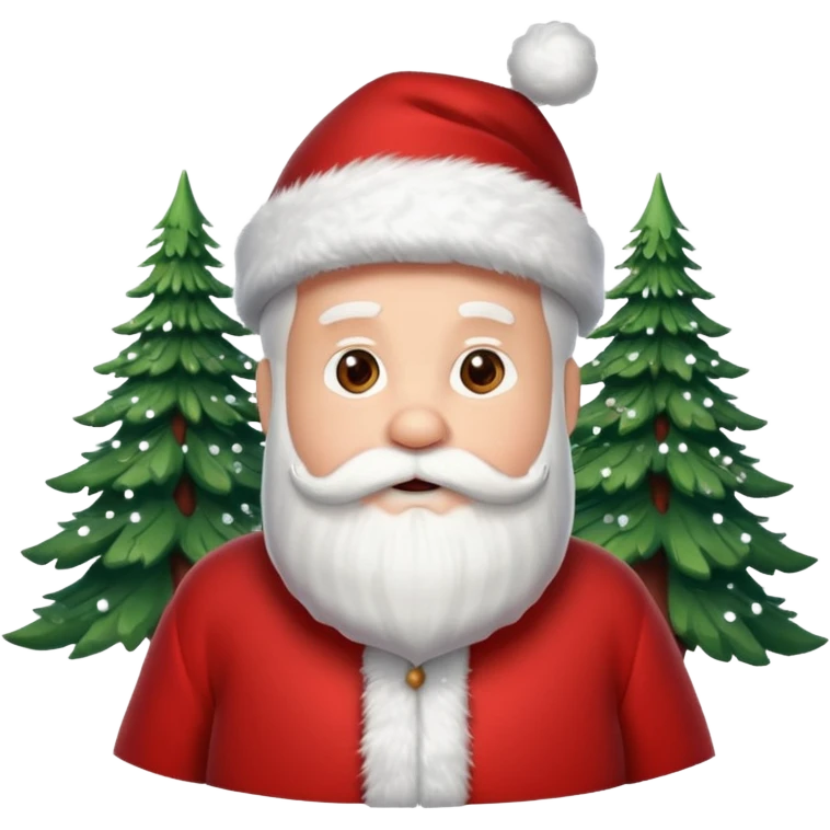 Santa Claus and a Christmas tree, with snowflakes in the background emoji