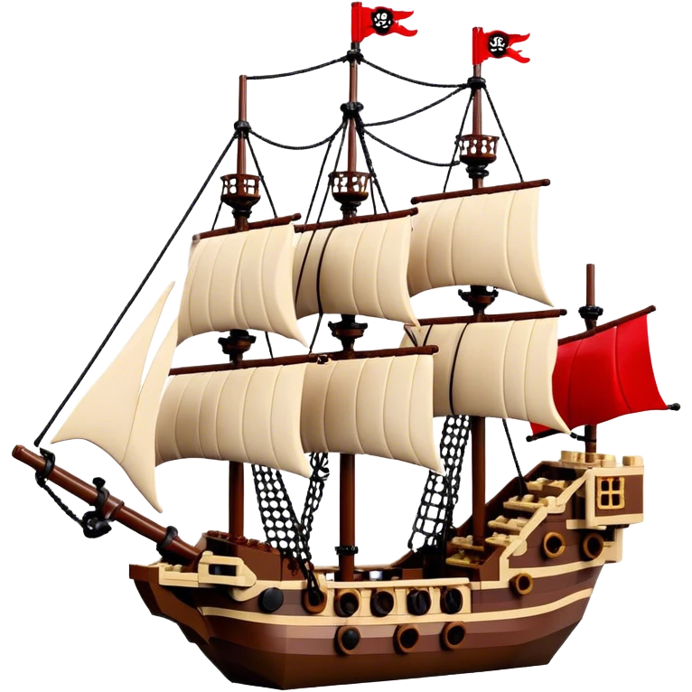 Pirate Ship (Toy) - Lego Pirate Ship (Model Year: 2021) (Iconic colour: Brown with red sails) emoji