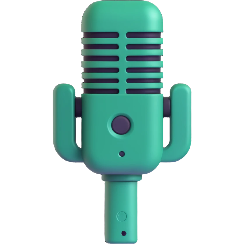dark green radio microphone, front view, simple shapes, 3D emoji style, no text emoji