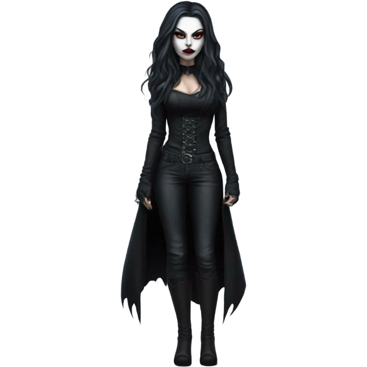 Gothic savage catwomen with long hair and white skin full body emoji