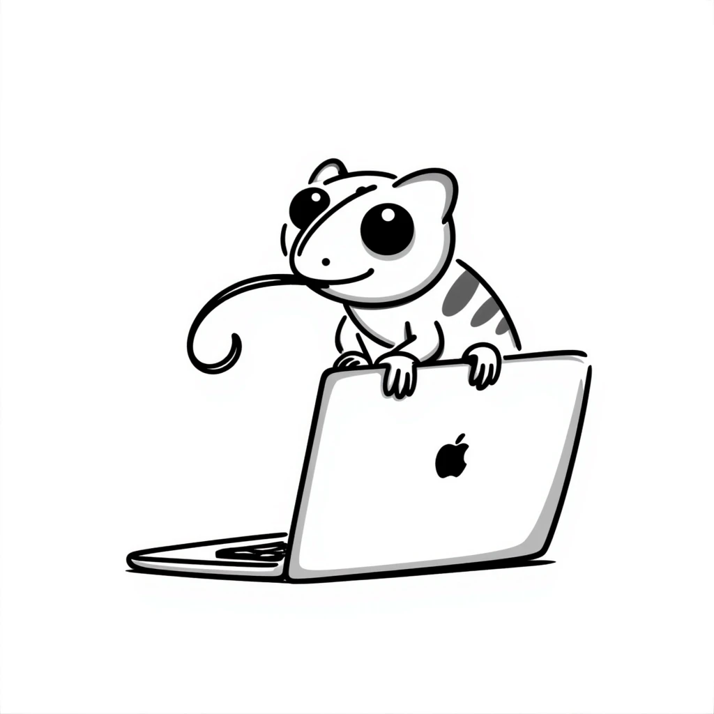 chameleon typing on laptop emoji