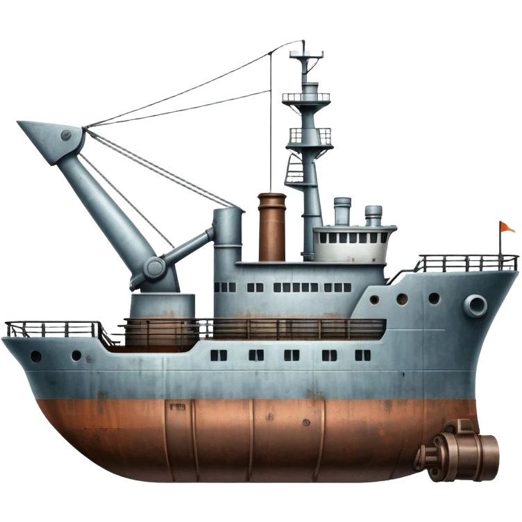 motorized ship with visible rudder, no sails emoji