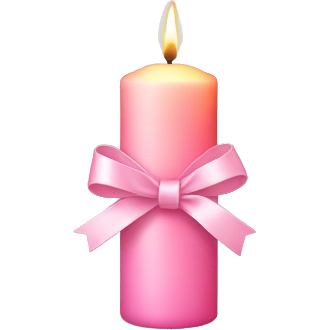 Classic candle with baby pink ribbon around it emoji