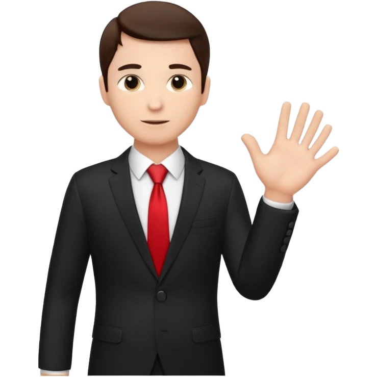 The businessman extends his hand to the side, as if he is about to take something. emoji