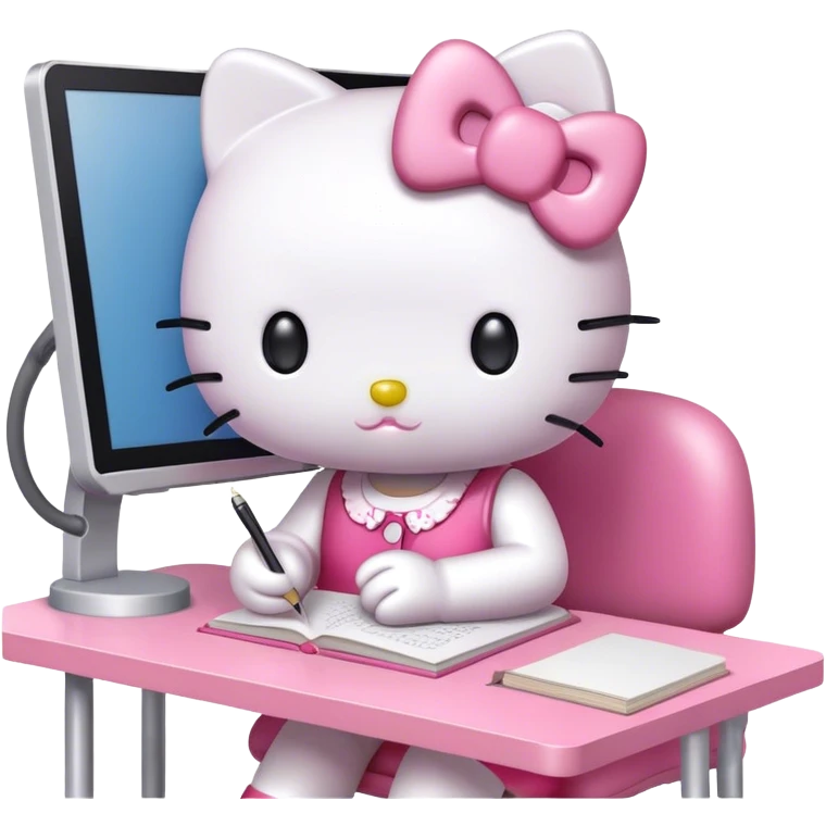 hello kitty pink studying emoji