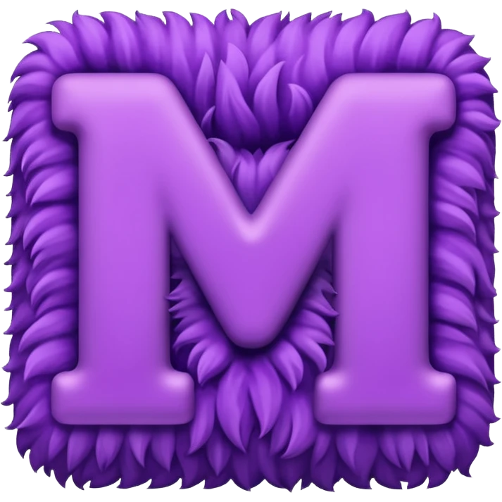 The fluffy letter M is purple in color emoji