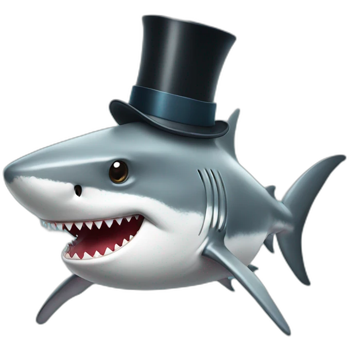 Shark with a top hat emoji