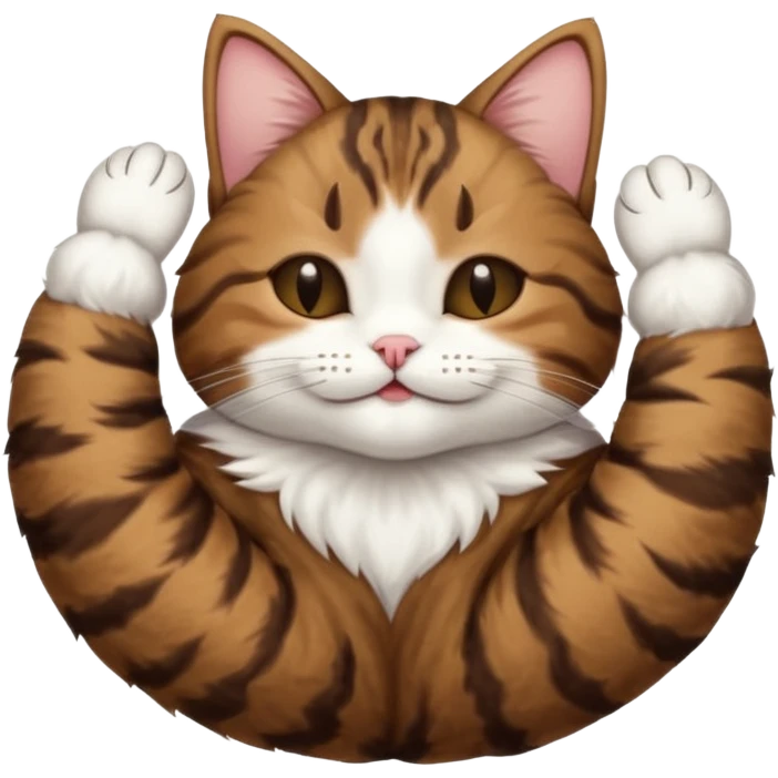 dark brown tabby and white cat upside down with eyes closed emoji