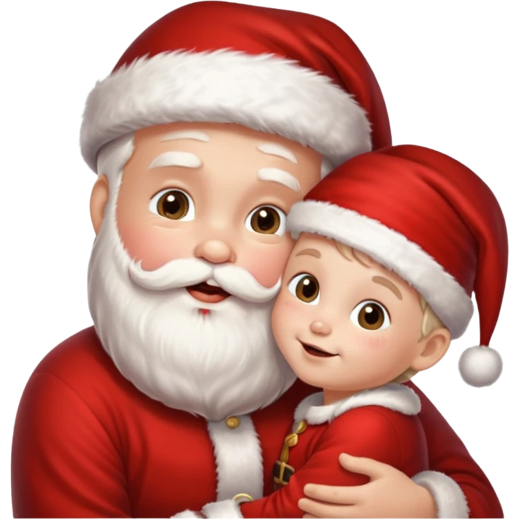 Santa Claus kissing kid emoji