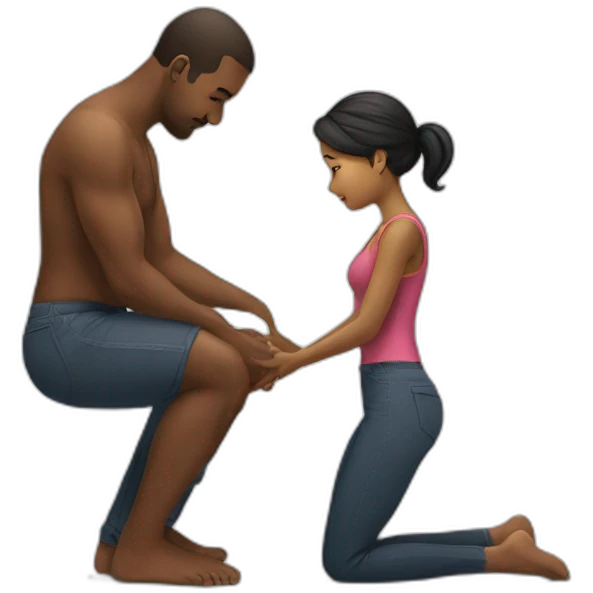 Woman on knees facing man emoji