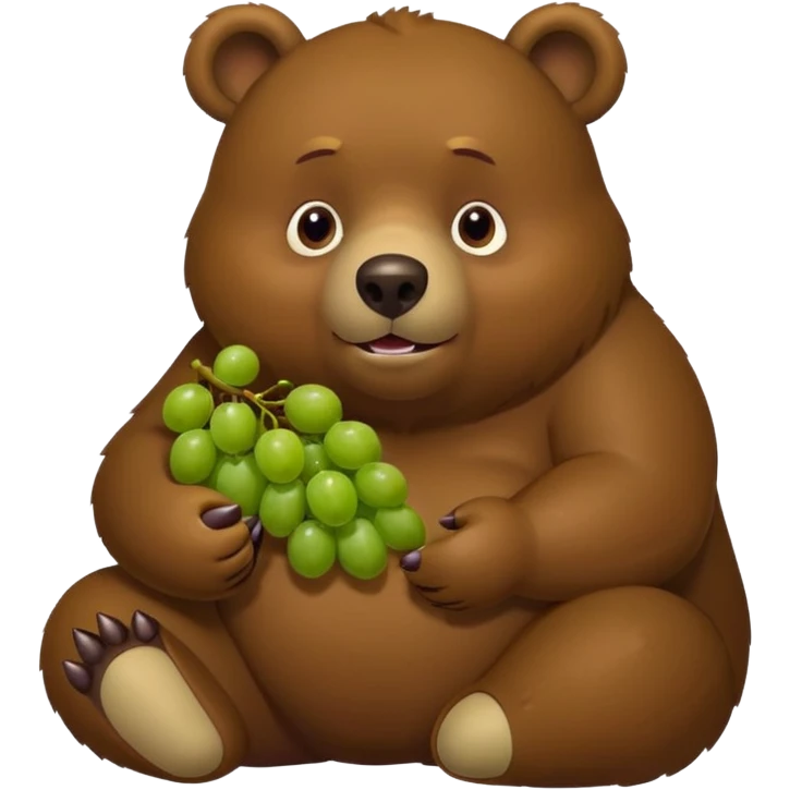fat bear sitting with grapes eating grapes emoji