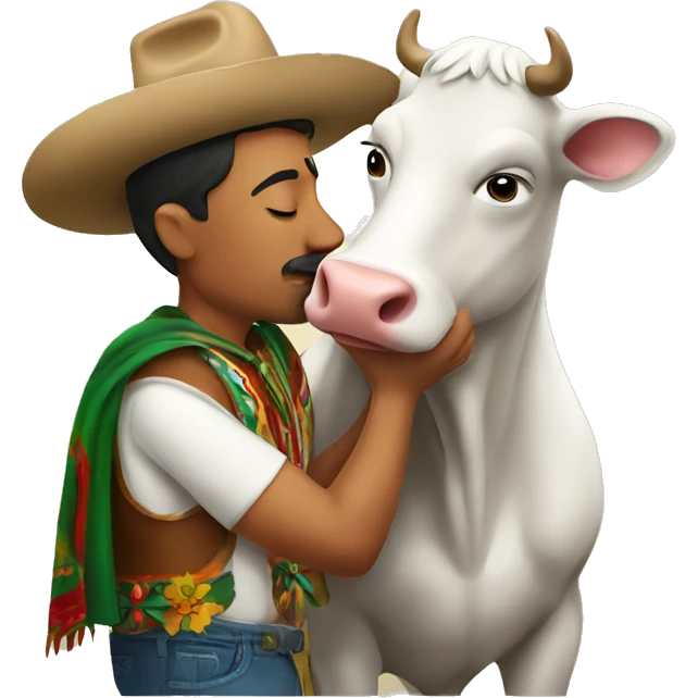 Mexican man kissing a cow emoji