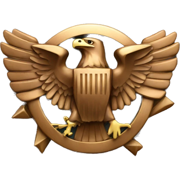 Bronze military badge with stars and an eagle emoji