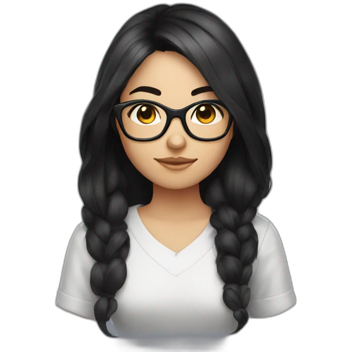 Gamer girl, with black hair and glasses emoji
