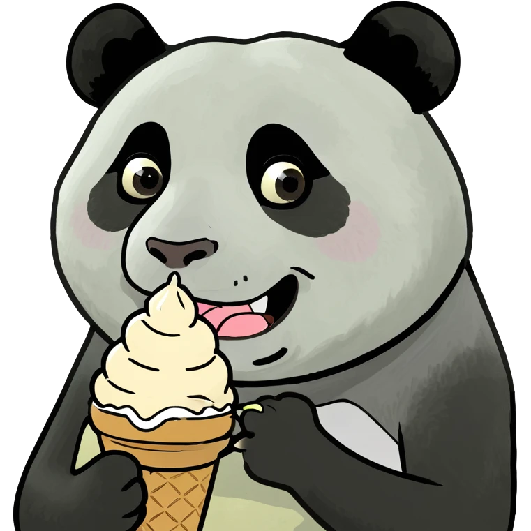 Panda eating ice cream emoji