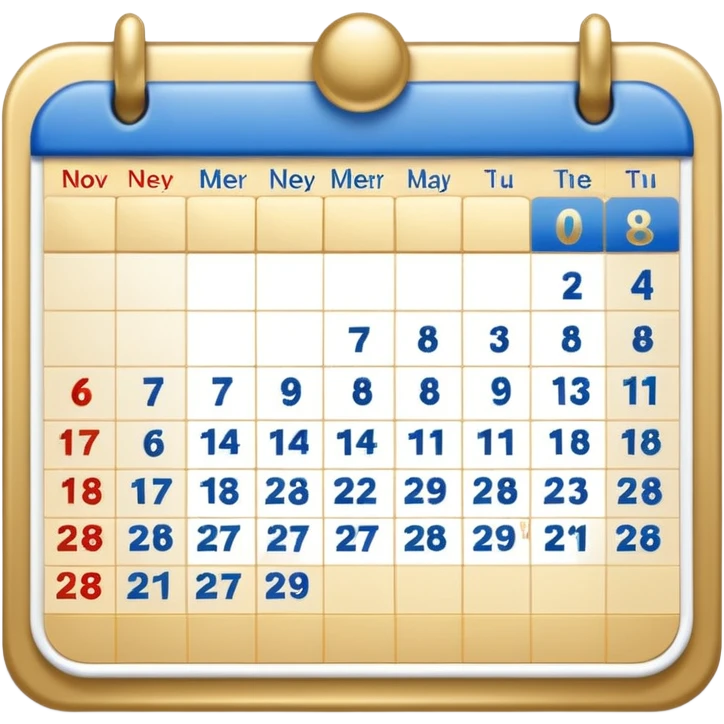no generate an ios style background free calender, blue and gold and white with the date 22 november highlited emoji