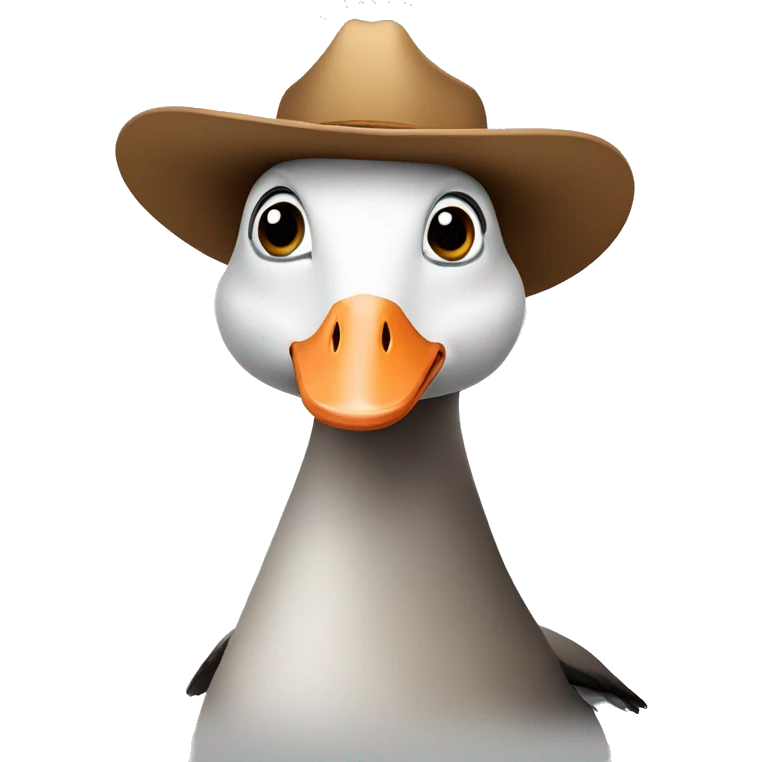 Goose with cowboy hat and cute eyes emoji