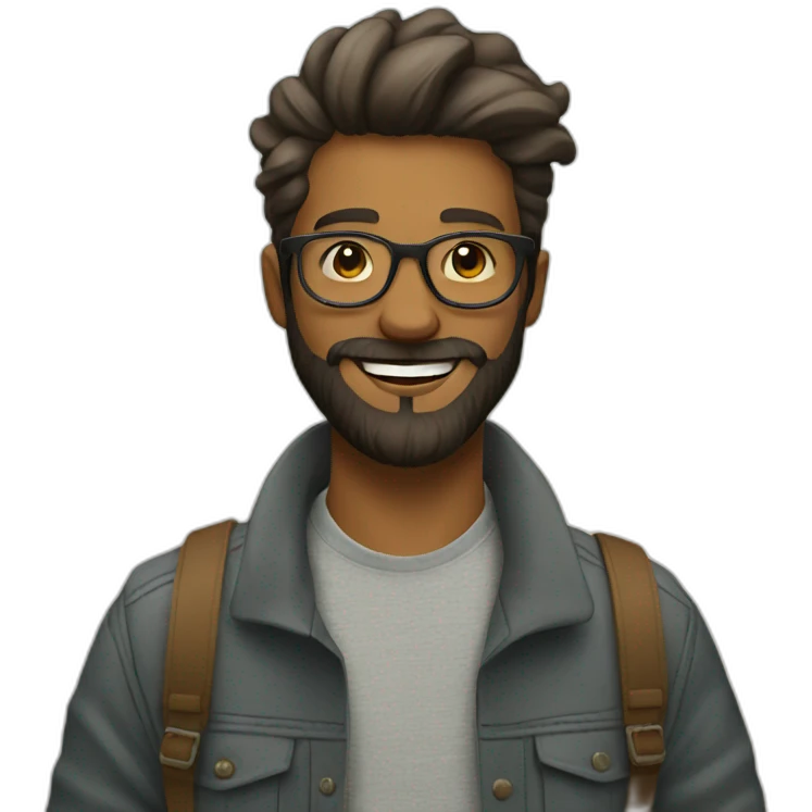 happy urban hipster with beard emoji