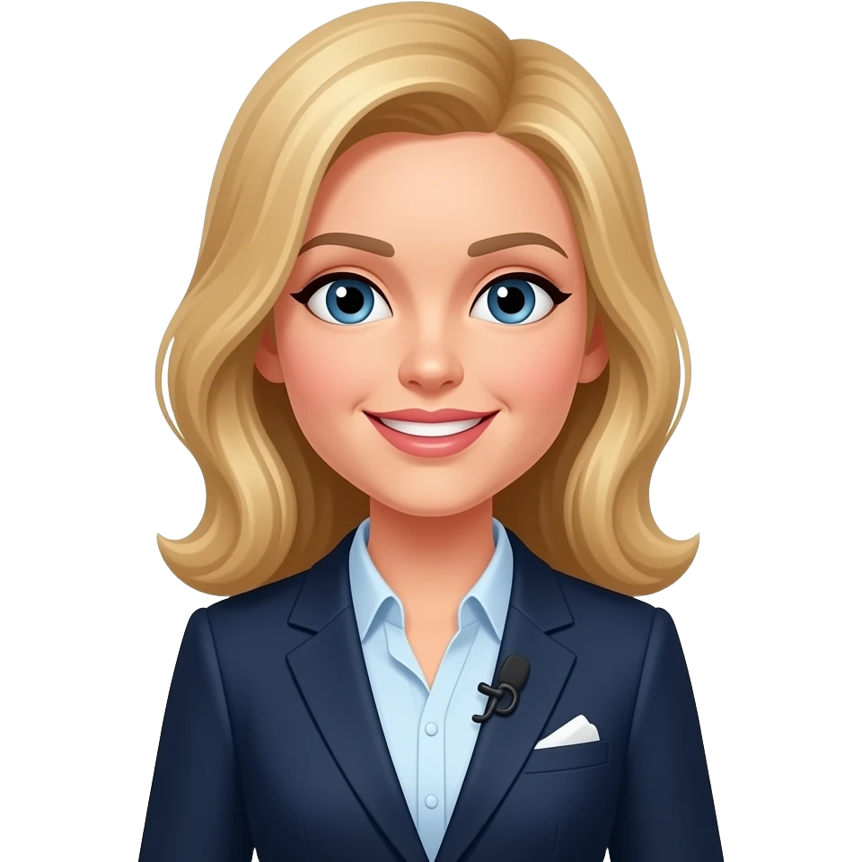 quiero una chica blanca rubia​ que sea una reportera de televisión emoji