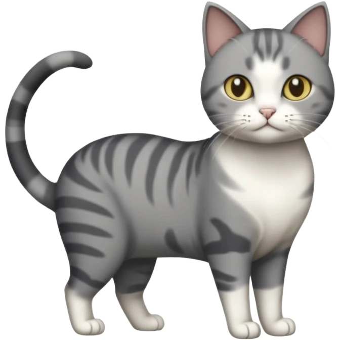 full body large short hair dark grey and white cat emoji