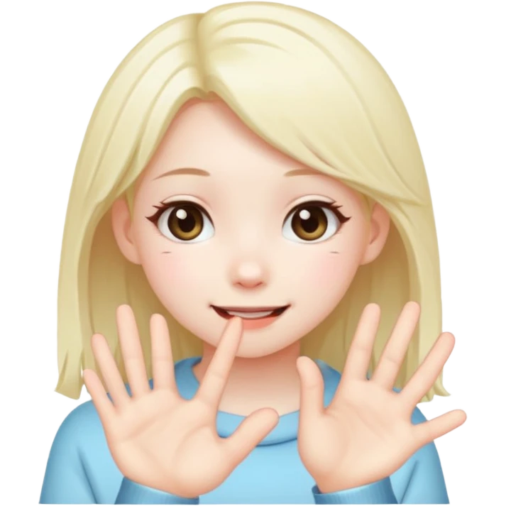 Timid smile fingers tap kawai emoji