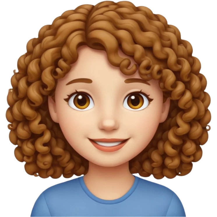 curly light brown haired girl emoji, cute and simple, apple style emoji
