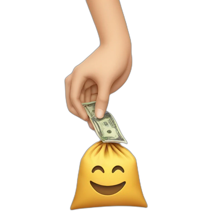 hand holding bag of money emoji