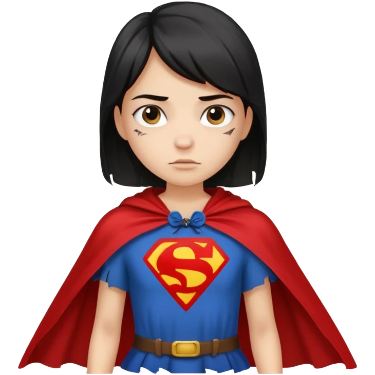 generate me a fearless girl with a cape and "make it look like she torn a shirt with the word "Discrimination" emoji