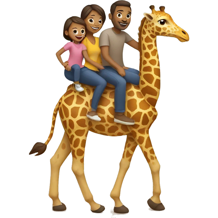 family riding giraffes emoji