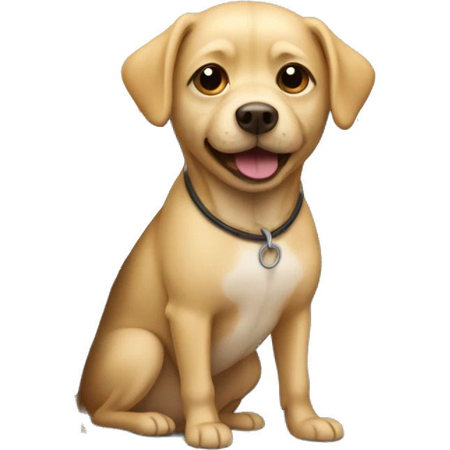 A small blonde dog in a tent  emoji