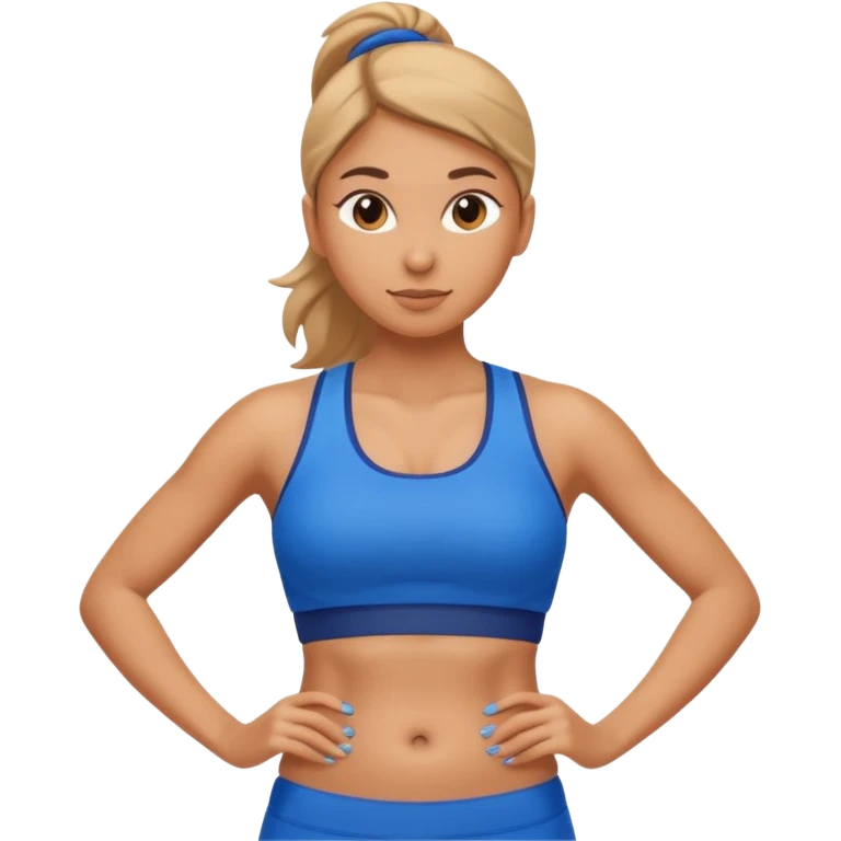 sporty woman cartoon emoji style belly abs blue cloths emoji