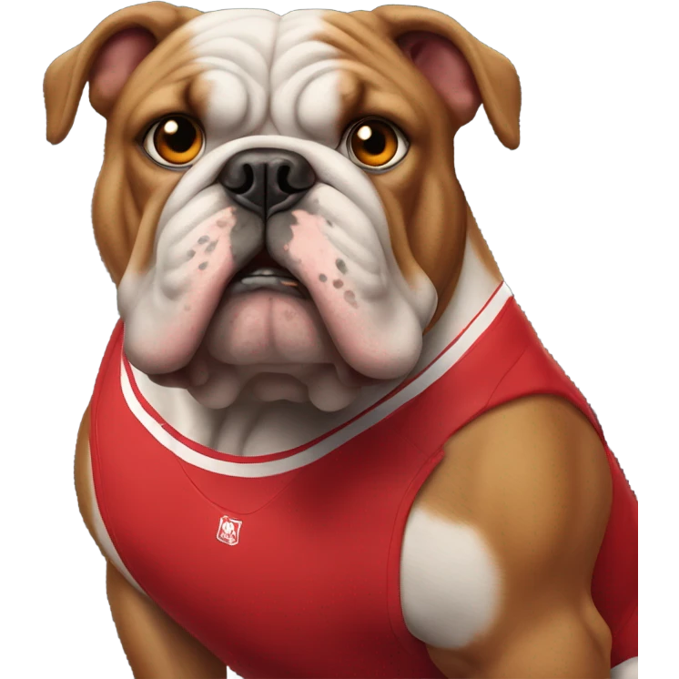 Muscular Bulldog In red Basketball Jersey emoji
