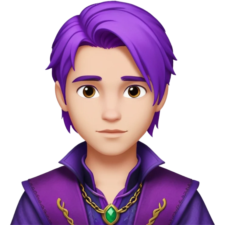 Mal from Disney's Descendants with purple hair emoji