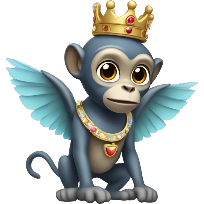 Flying monkey with princess crown emoji