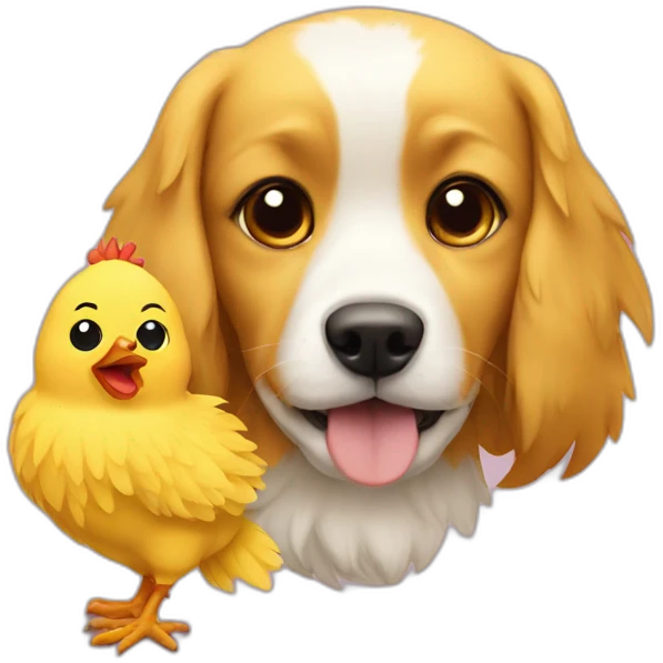 yellow chicken with a dog emoji