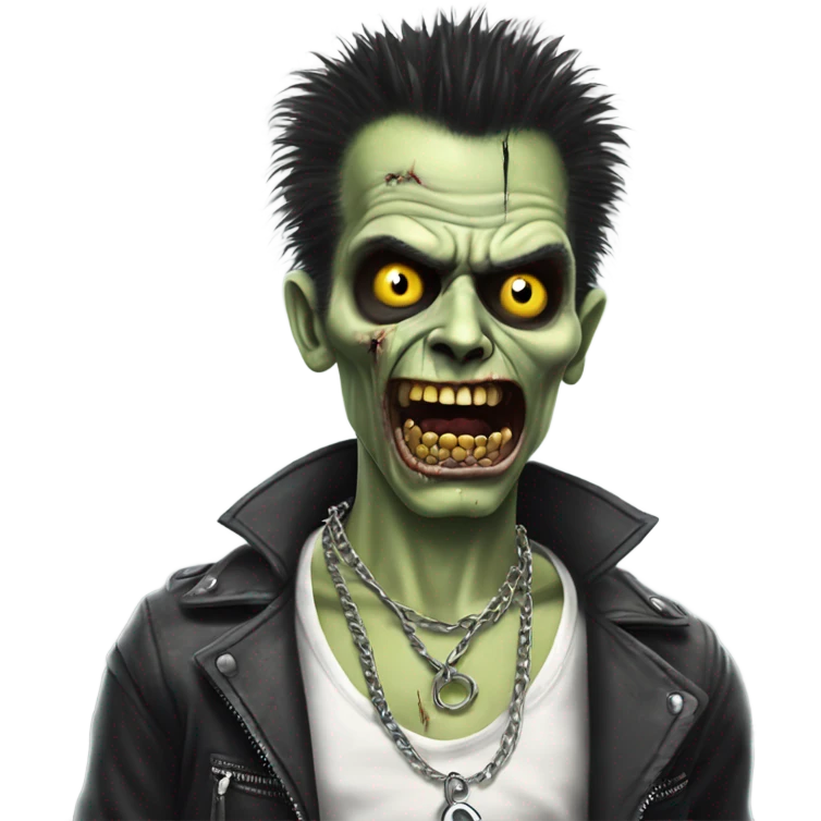 sid vicious zombie, wearing a padlock necklace, dancing emoji
