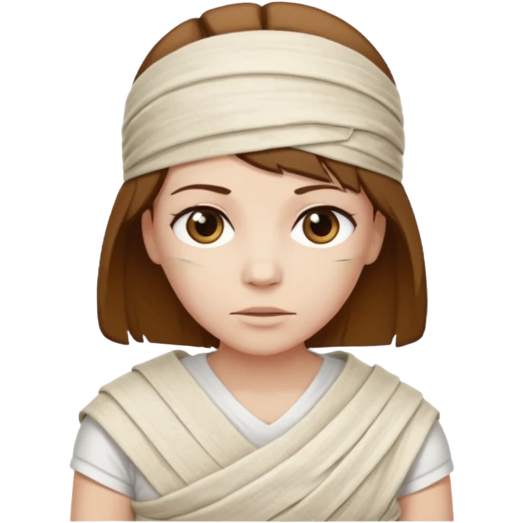 Mummy, his clothes:white T-shirt, brown hair emoji