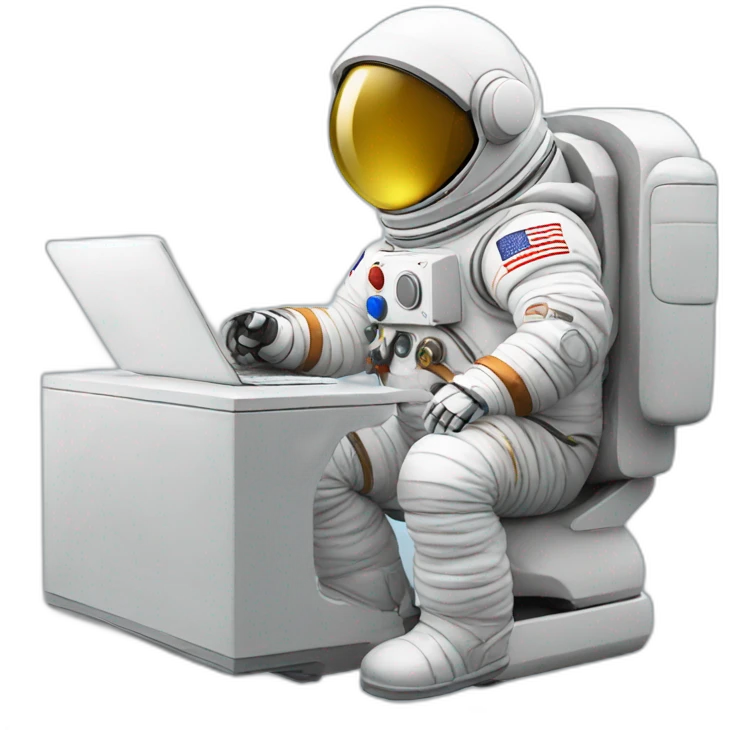 Astronaut writes on a computer emoji