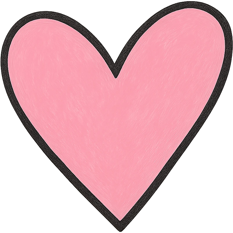 Make the icon pink while keeping the hand drawn black outline style. Use a clean white background. emoji