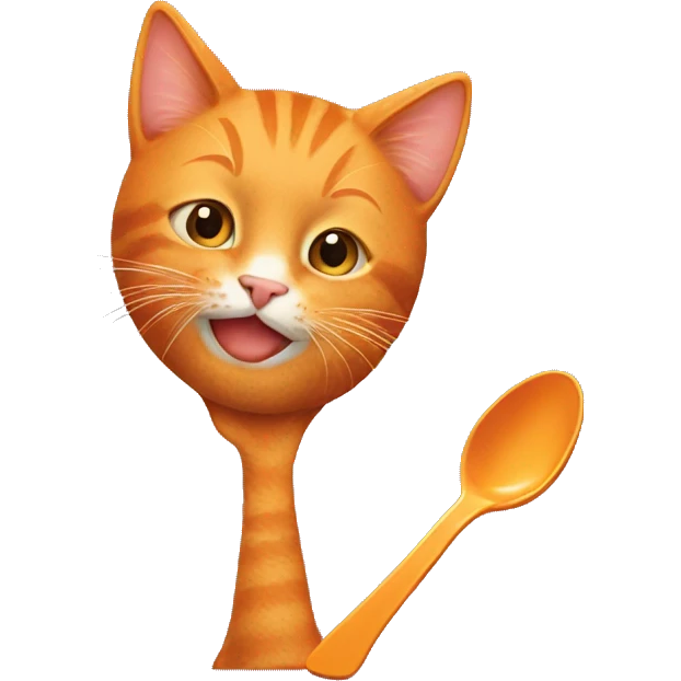 Orange cat holding spoon emoji