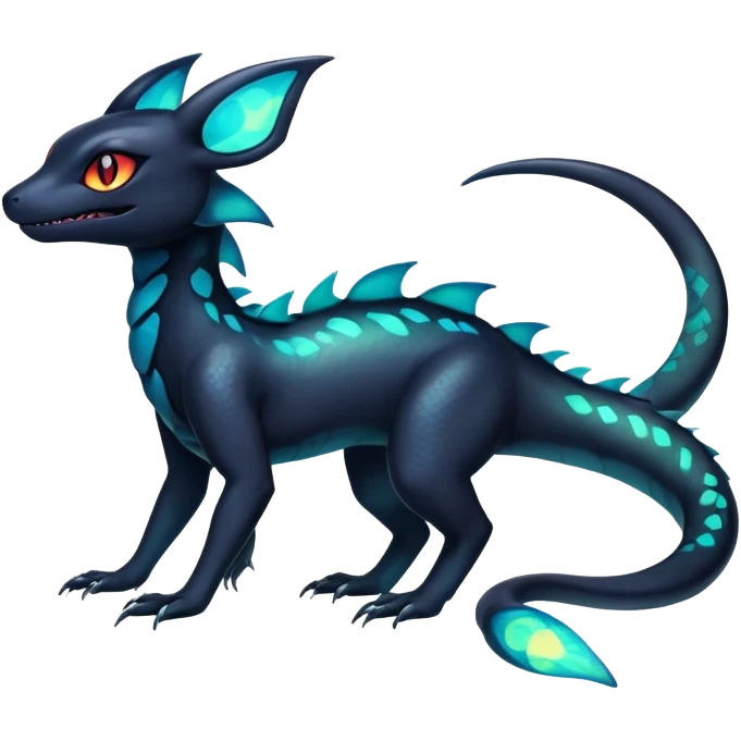 Colorful Iridescent Exotic Salandit-Aurorus-Umbreon-Fakémon-hybrid-creature (full body)  emoji