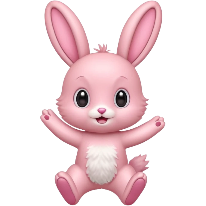 Exited pink bunny, kawaii chibi fluffy ears and body jumping of excitement  emoji