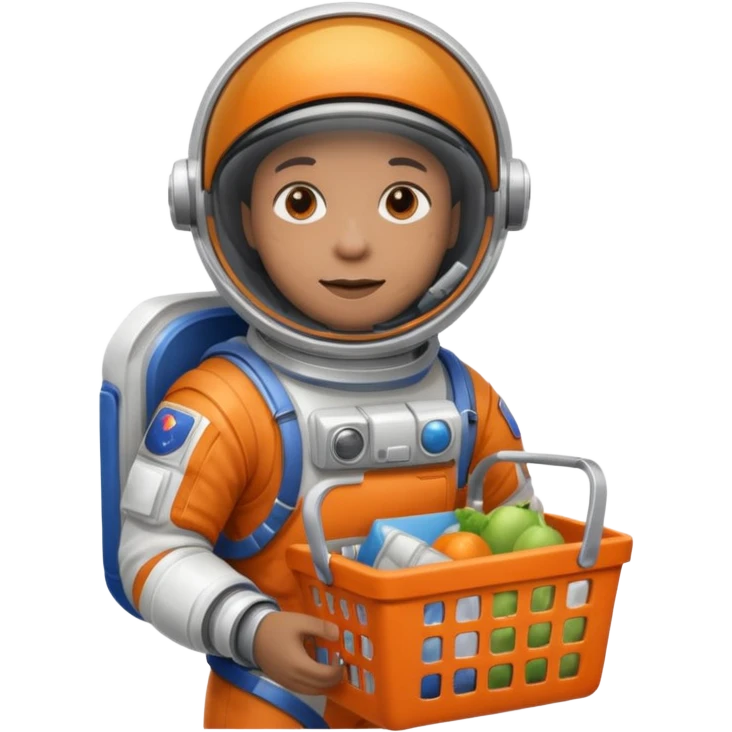astronauta con canasta para hacer compras vacía emoji
