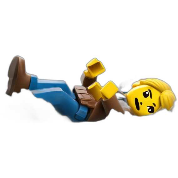 A man fall into a river in Lego city emoji