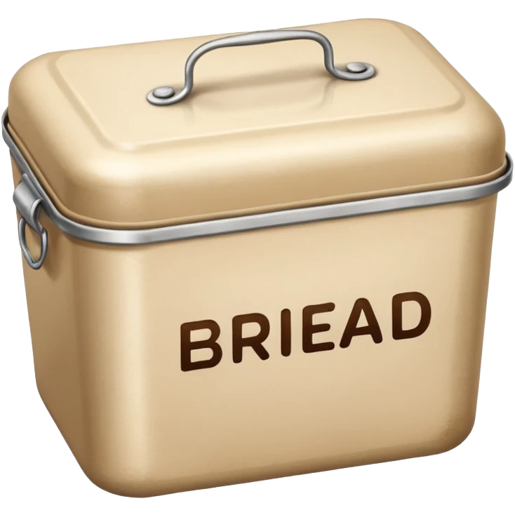 Beige metal container with the word “bread” on it  emoji