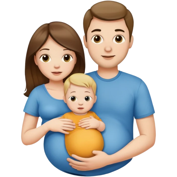 Pregnant girl, husband, baby boy emoji